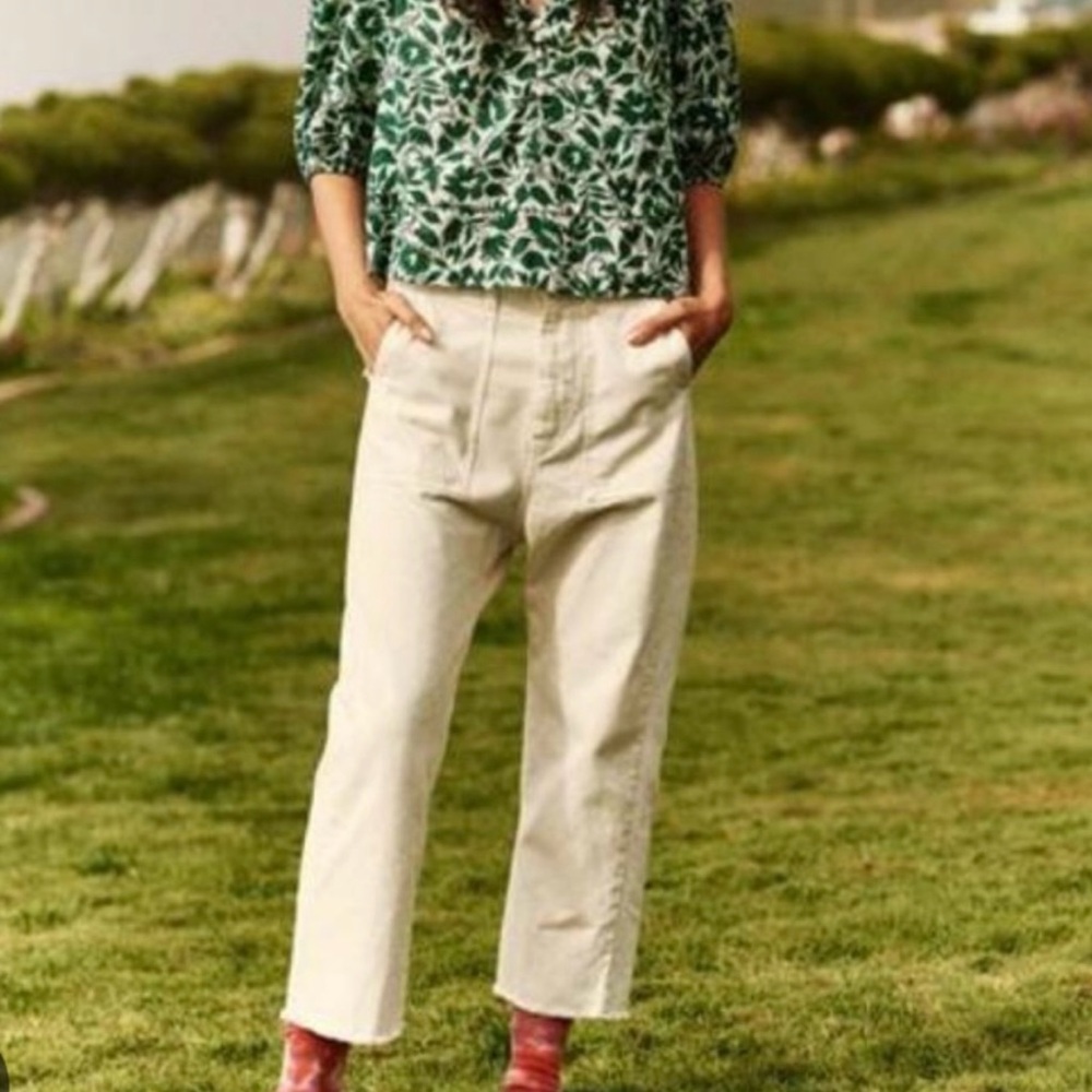 THE GREAT. Frayed Ranger Cropped Pants